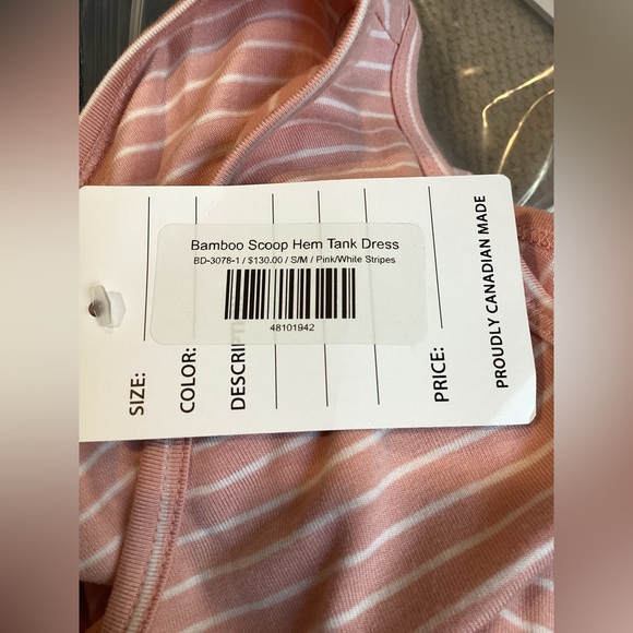 Gilmore Bamboo Pink And White Striped Tank Dress S/M New With Tags - Picture 11 of 15